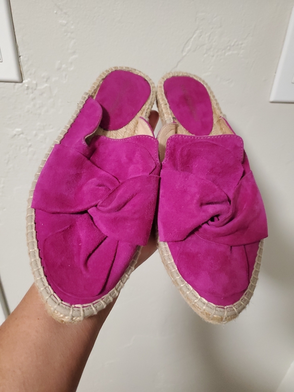 Saks Fifth Avenue Fuchsia Suede Knot Espadrille Slide